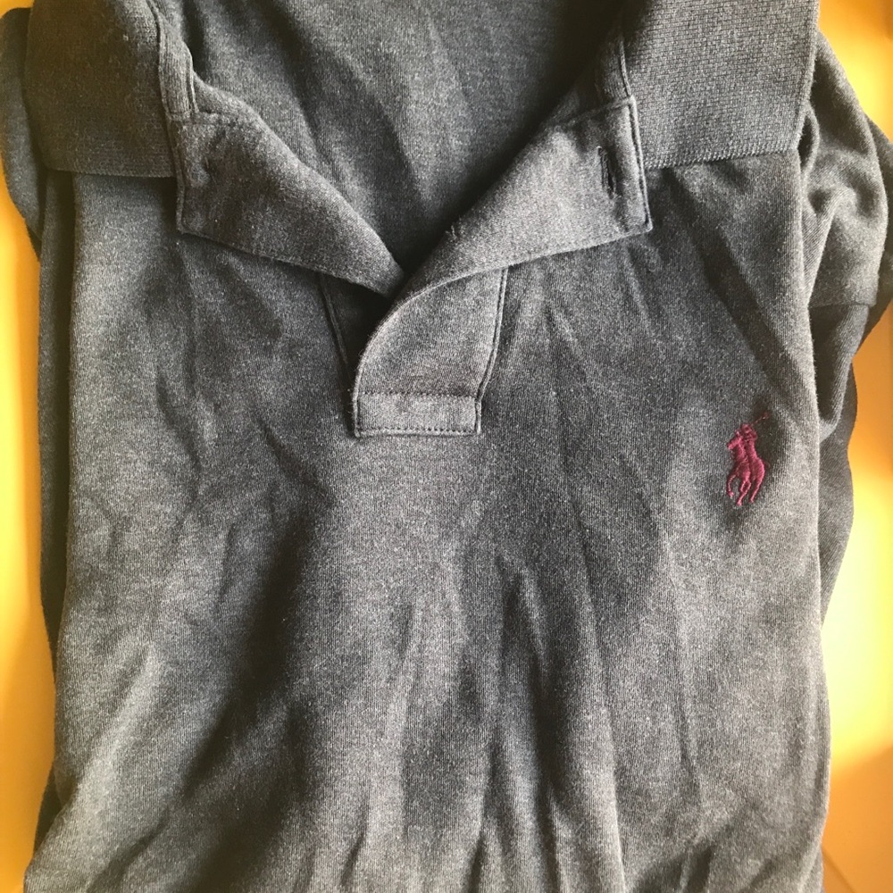 Ralph Lauren Gray Polo Shirt with Purple Logo